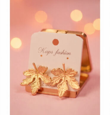 golden maple leaf stud earrings – nature inspired elegance